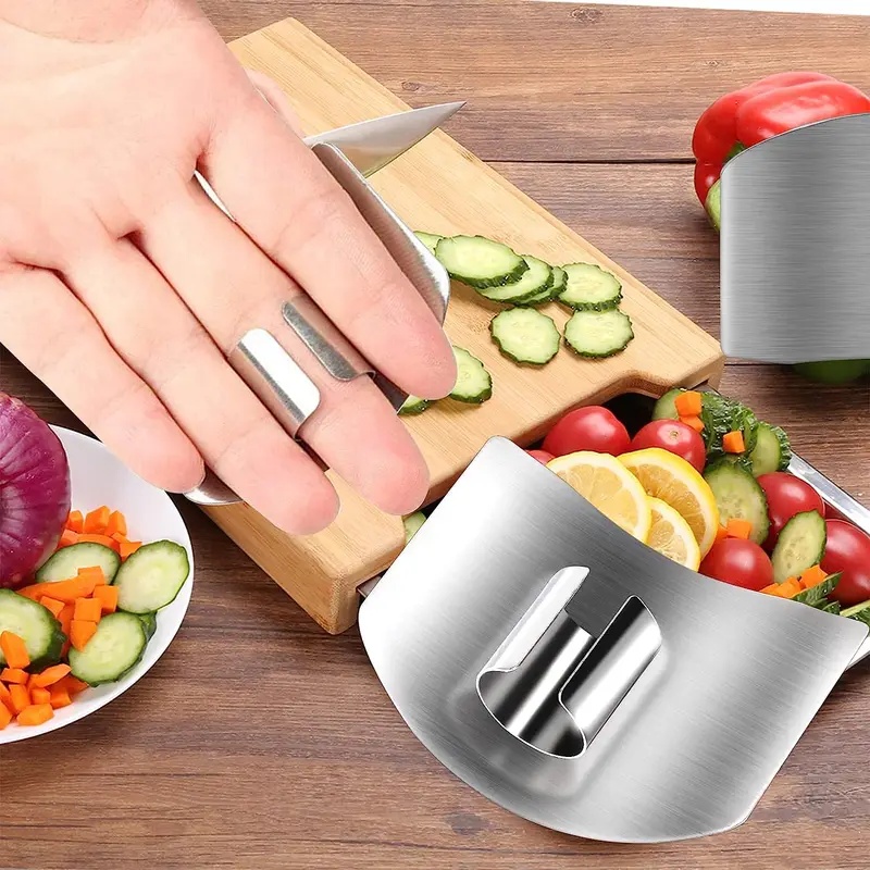 Kitchen Gadgets Cutting Tools - Protetor de dedos de aço inoxidável,