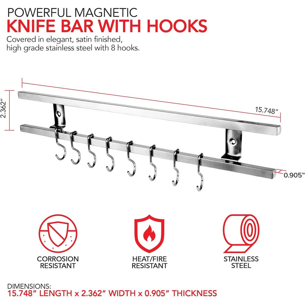 Suporte Magnético de Metal Ino - Magnetic Knife Strip avaliação e preço