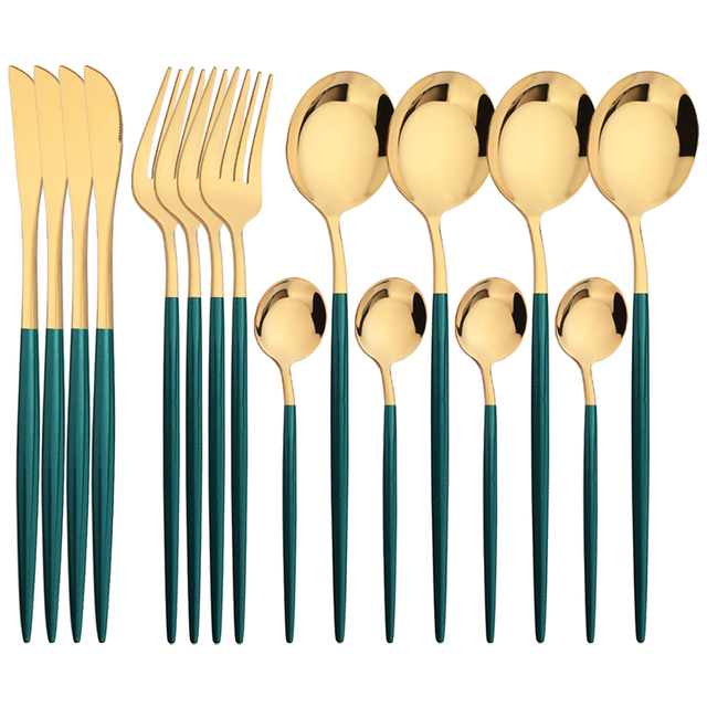 16 pçs verde ouro louça conjun - Kitchen Gadgets Green avaliação e preço